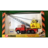 Corgi Major Mack-Priestman Crane Truck # 1154 1973 Red And Yellow Complete In Box