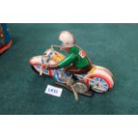 China Toy #MS702 Tin Wind-Up Motorcycle And Rider 1950S