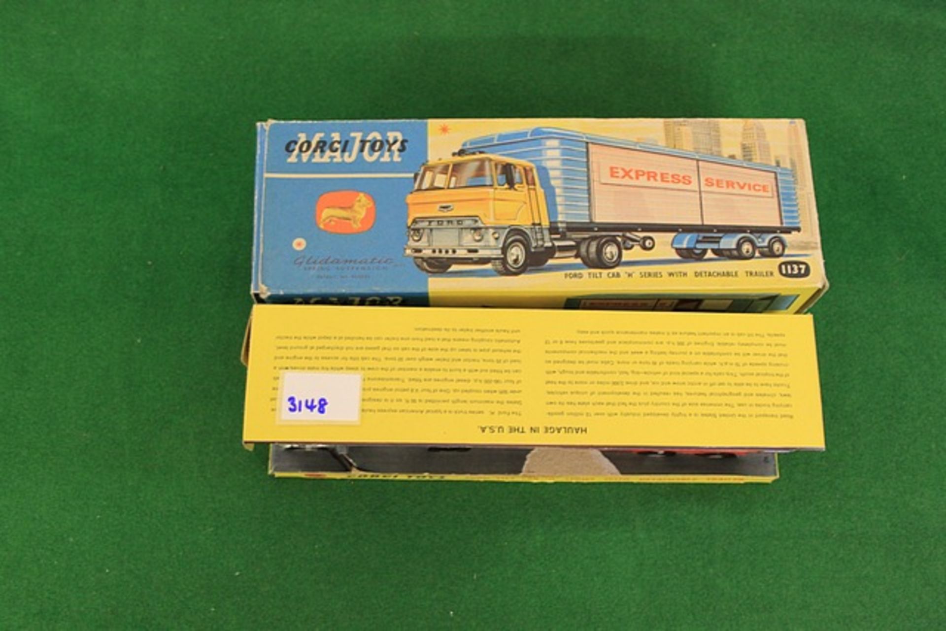 Corgi Major Toys # 1137 Diecast Ford Tilt Cab H-Series With Detachable Trailer Complete With Box