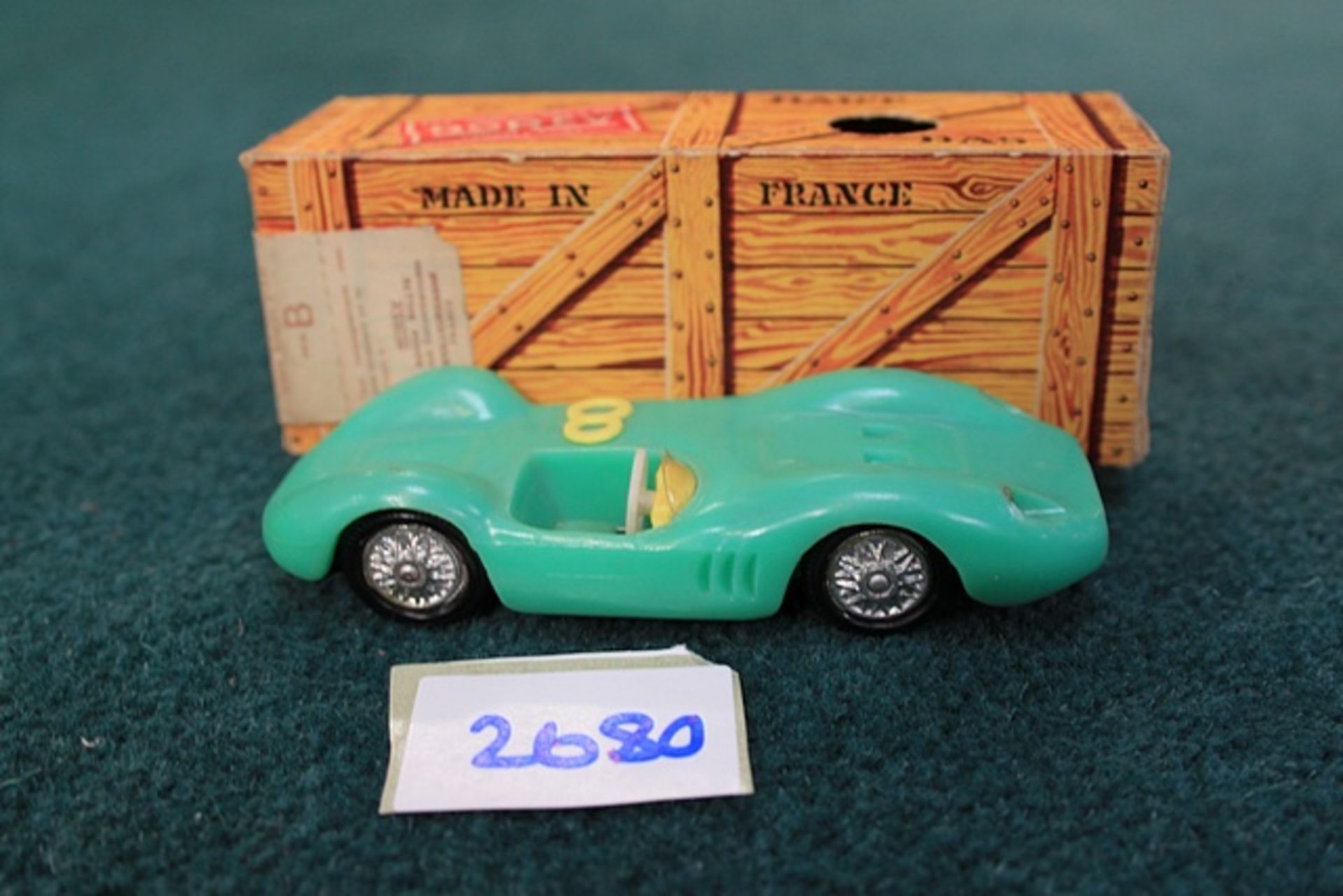 Norev (France) #20 Maserati Sport 200SI In Green With The Yellow # 8 Scale 1/43 Plastic Complete