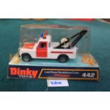 Dinky Toys # 442 Diecast Land Rover Breakdown Crane With Speed Wheels Complete In Box