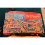 Technofix (Germany) #290 Vintage Tin Toboggan Set Made In Western Germany Complete With Box.(Box