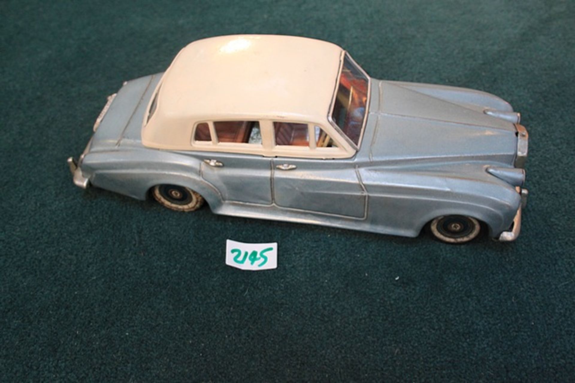 Tin friction powered silver cloud rolls-royce blue with white roof made in japan - Image 2 of 2