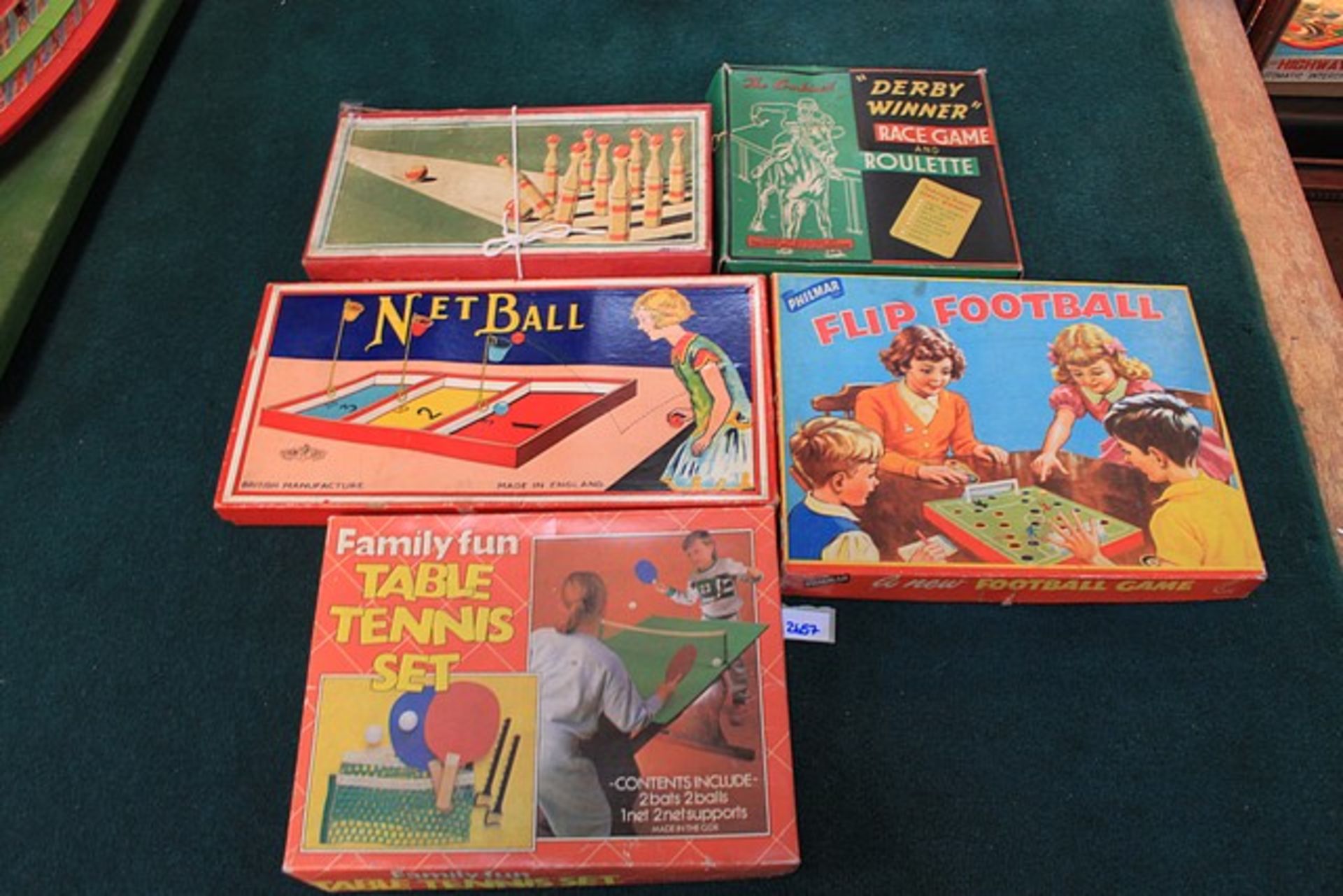 5 X Board Games Flip Football, Family Fun Table Tennis Set, Netball, Derby Winner Race Game And