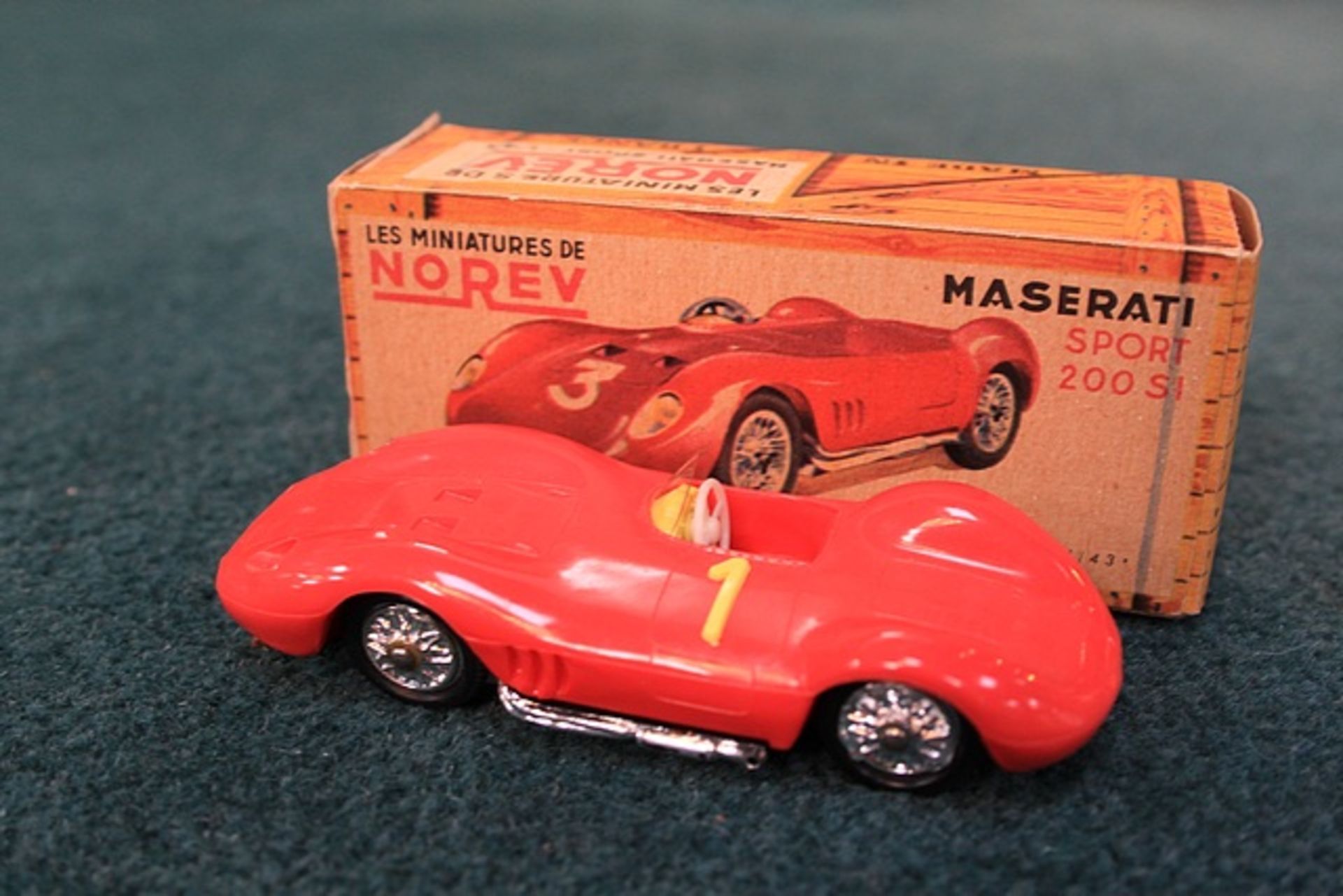 Norev (France) #20 Maserati Sport 200SI In Red With The Yellow # 1 Scale 1/43 Plastic Complete In - Image 2 of 2