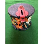 Green Monk Vintage Tin Plate 1960s Tin Money Box With A Moving Top To Allow Savings For Particular