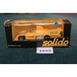 Solido (France) #87 Diecast Alpine A 442 In Yellow With Racing Number 2 Scale 1/43 Complete In Box