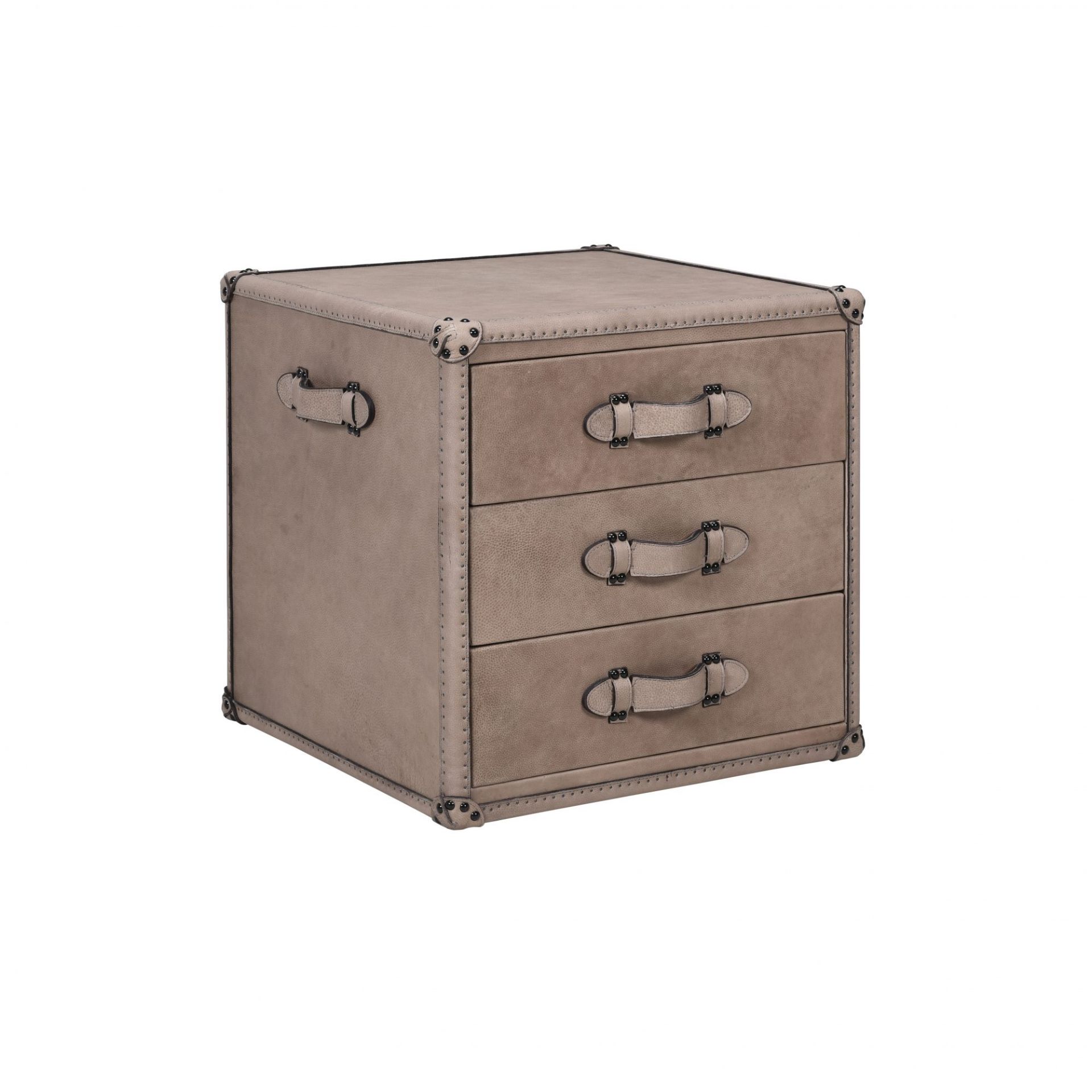 Sherborne Side Table Wrapped In Graphite Leather A Contemporary Take On Classic Steamer Trunk Shapes - Image 2 of 3