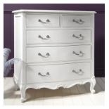 Chic 5 Drawer Chest Vanilla White Applied by hand , the calming Vanilla White paint adds a