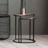 Delfin Side Table (Set Of 2) A Space Saving Nest Of 2 Tables Has A Silver Embossed Metal Finish With