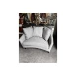 Monroe Linen Love Seat Grey Linen By Christiane Lemieux A Curved Soft Rounded Back For Extra Comfort