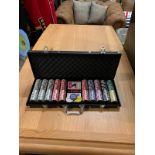 Poker Set in Case 500 Piece Texas Holdem Poker Chips Set with Aluminium Case ,2 Decks of Cards,