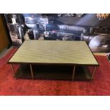 Herringbone Coffee Table Is Crafted From European Beach With A Dark Stained Structured Veneers And