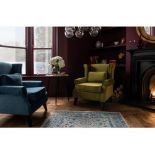 Liberta Navy Blue Accent Chair Wing Back With scatter cushion, the elegant Plush Accent Chair will