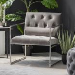 Sergio Armchair Mirage Velvet 690x700x800mm With a cast aluminium finished frame this armchair has