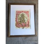 Artwork Framed Graphic Art Print -The Enlarged Print Of An Antique Postage St From South Africa