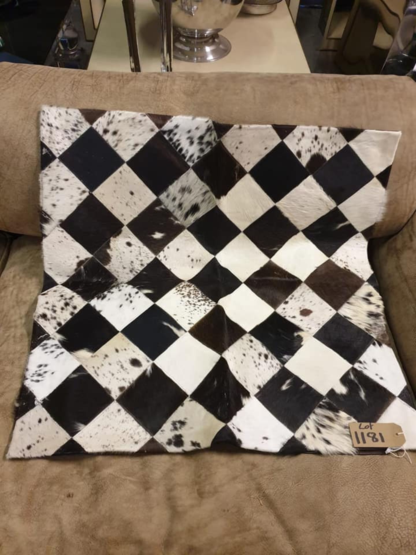 Cowhide Leather Floor Cushion 100% Natural Hide Handmade 78 x 78cm