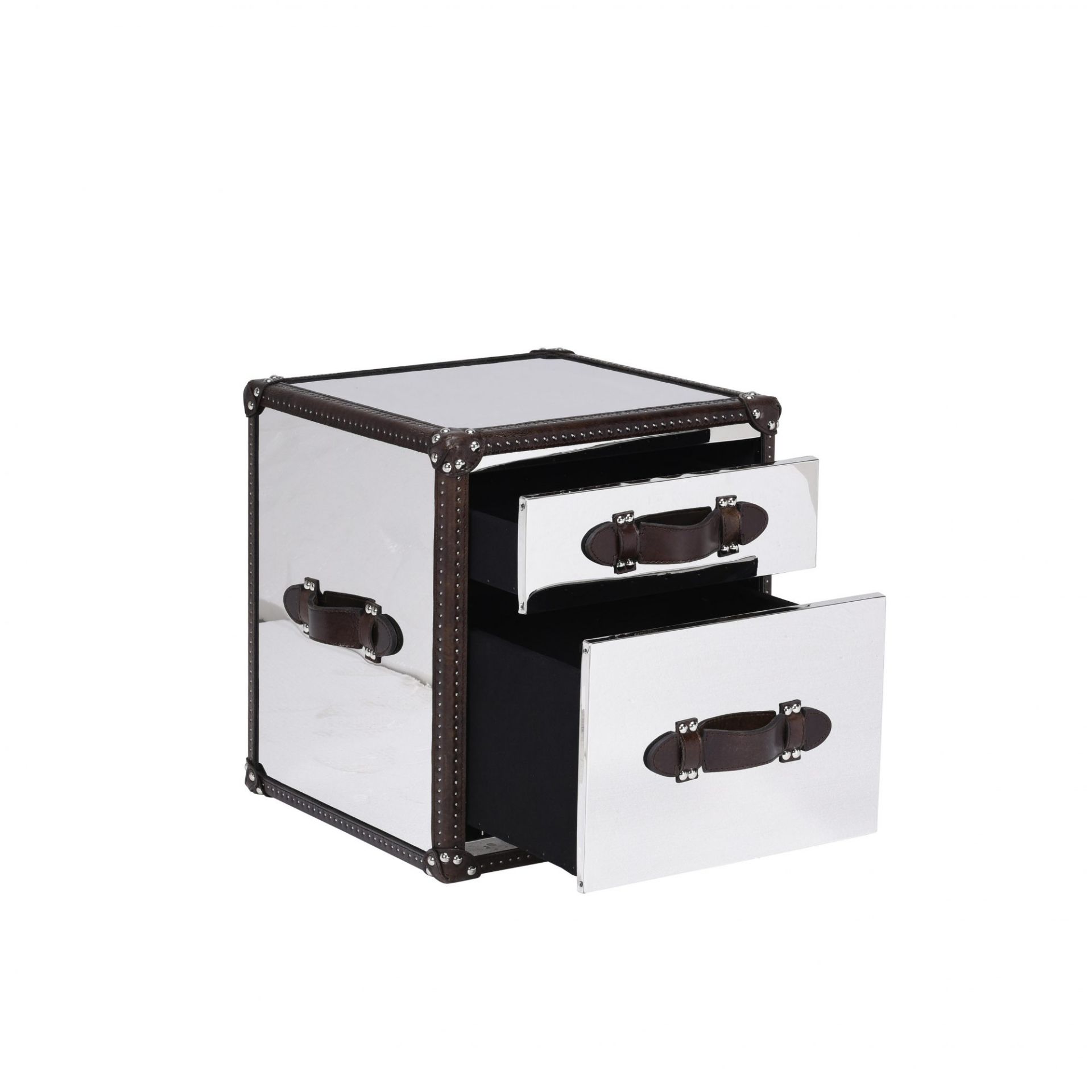 Sherborne Side Table Shiny Steel A Contemporary Take On Classic Steamer Trunk Shapes And Styles 45 X - Image 2 of 3