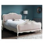 Chic 5' Linen Upholstered Bed Vanilla White Applied by hand , the calming Vanilla White paint adds a