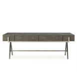 Coffee table- charcoal shagreen Constructed From Stainless Steel, Poplar Wood, Okoume Veneers And