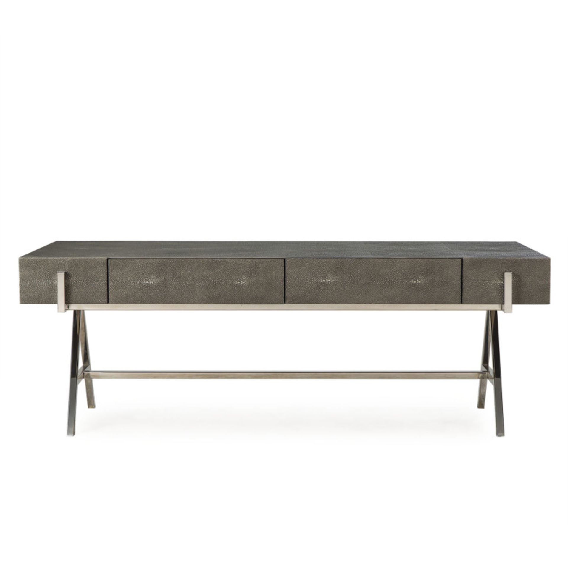 Coffee table- charcoal shagreen Constructed From Stainless Steel, Poplar Wood, Okoume Veneers And
