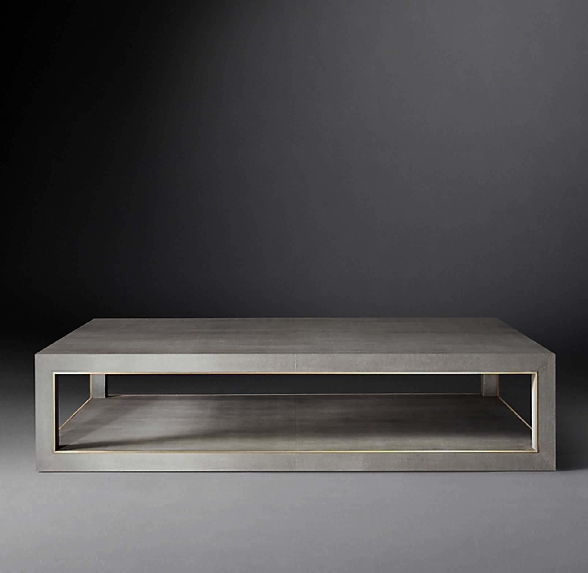 Cela Grey Shagreen 67 Rectangular Coffee Table Crafted Of Shagreen Embossed Leather With The Texture