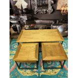 Set 3 Old Reclaimed Wood Metal Nesting Table Old Reclaimed Wood Pairs With Rustic Blackened Iron On