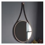 Broadway Round Mirror 410x735mm This industrial style mirror has a metal hanging feature.