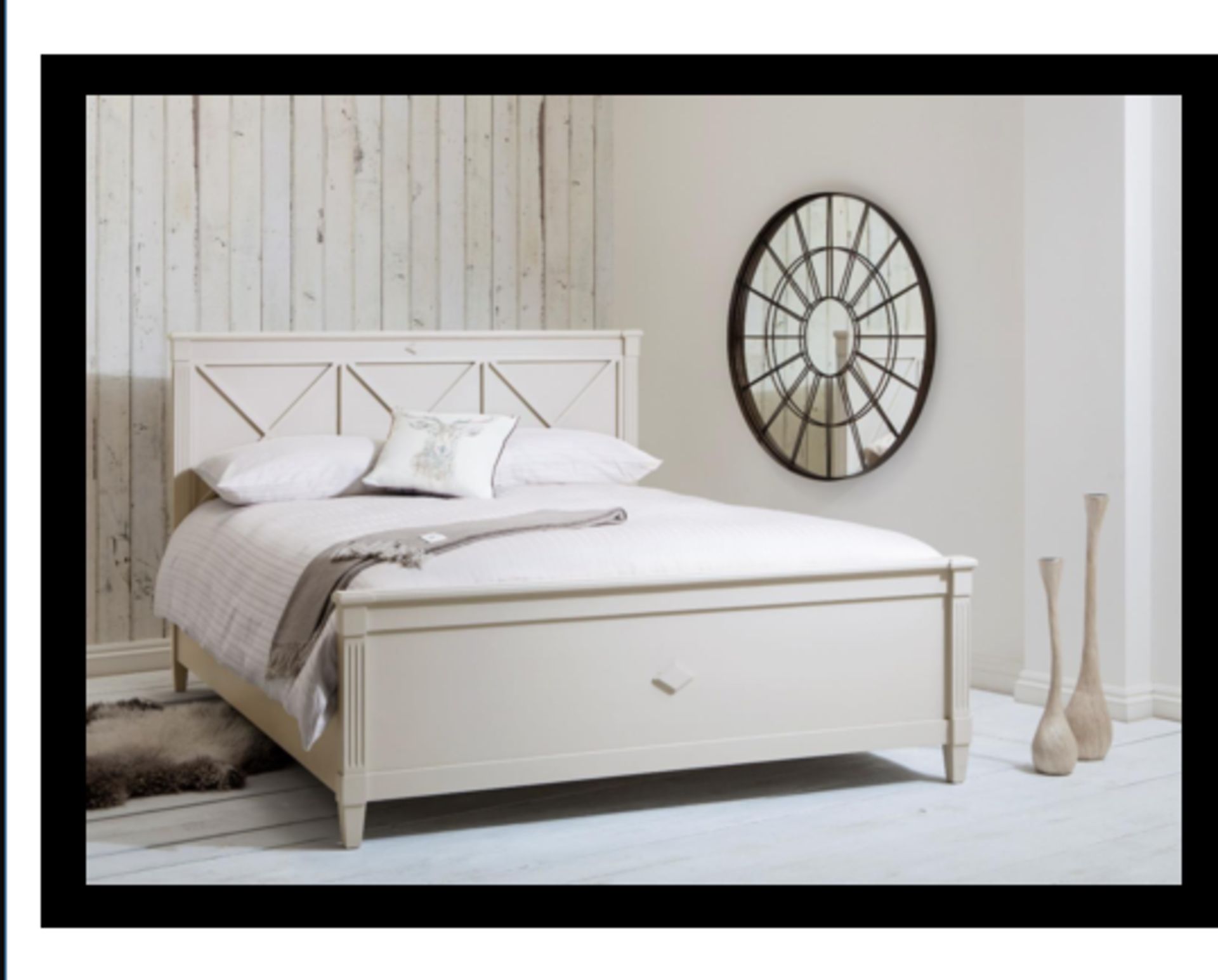 Hudson Superking 6ft High End Cream Bed (Mattress Not Included) Characterised By Clean Edges, Simple