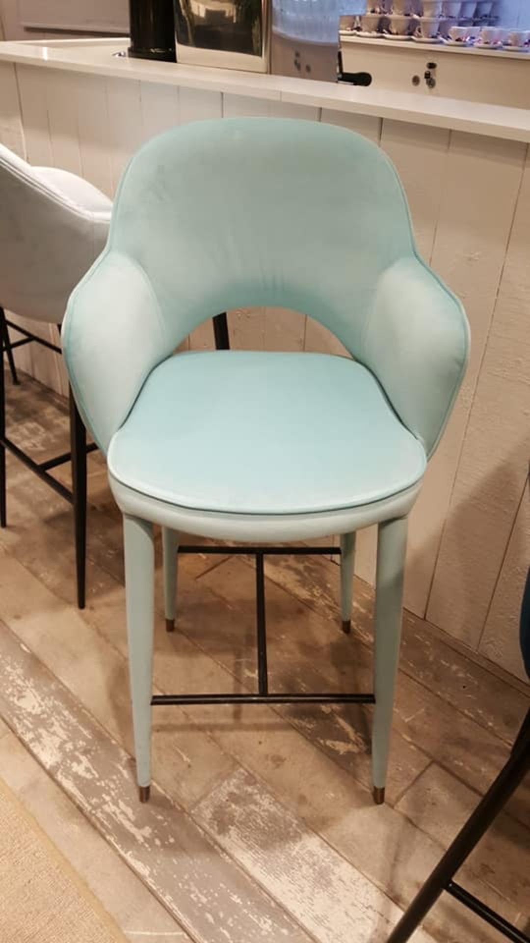 Neptune Barstool-Dusky Velvet Aqua and Matt Black The Italian Tradition For Combining Stunning