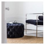 Sergio Footstool Jet Velvet Upholstered in an elegant velvet with button detail, our Sergio