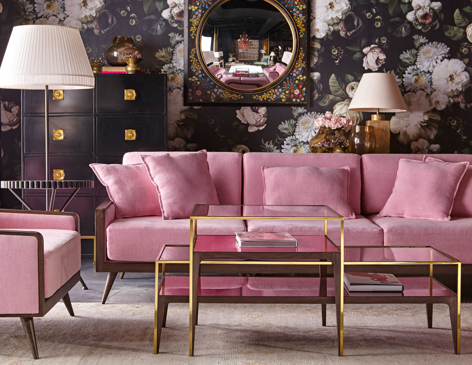 Serene Armchair Nina Pale Pink A Contemporary Oversized Sofa Featuring A Classic Dark Stained