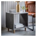 Arden Cube Lamp Table The Arden cube has a modern meets industrial design in a faux concrete