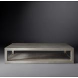Cela Grey Shagreen 67 Rectangular Coffee Table Crafted Of Shagreen Embossed Leather With The Texture