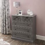 Paris Cane Grey 5 Drawer Chest Beautifully crafted in a slate grey colourway, this fully assembled