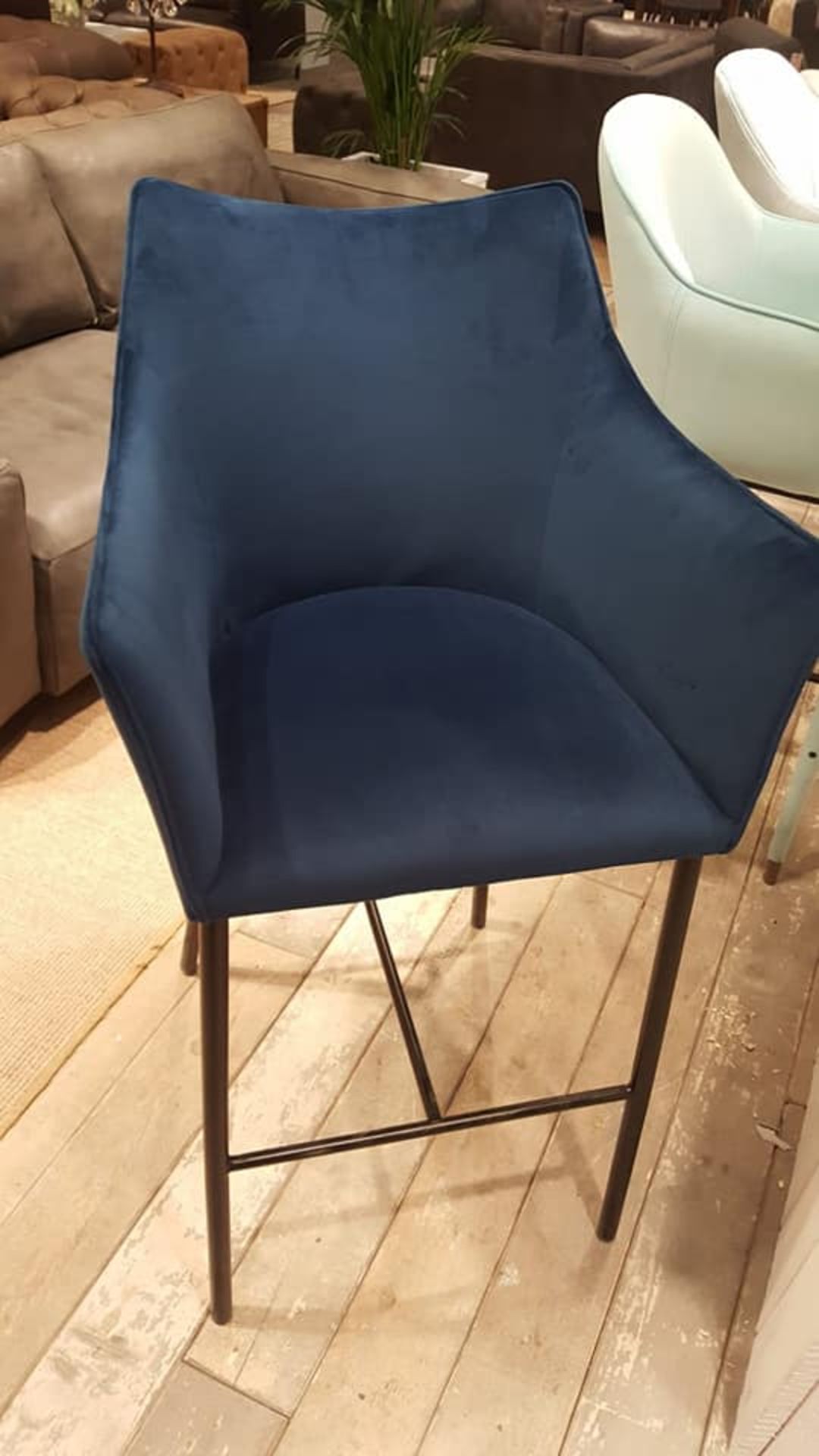 Jupiter Barstool-Dusky Velvet Blue and Matt Black The Italian Tradition For Combining Stunning