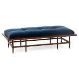 Draper Bench - Vana Blue Velvet A Decadent, Tufted, Blue Velvet Upholstered Top And Brass-Capped