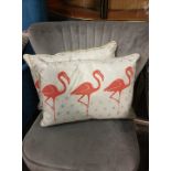 4 x Flamingo Geo Cushion Cotton Feather Filled Flamingo Print On A Gold Metallic Geometric