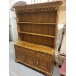 Solid Pine Ducal Welsh Kitchen Dresser 3 Door 3 Drawer Unit With 2 X Shelves Sitting Above; Lower