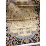 Handmade Savonnerie Veroslava Traditional Oriental Wool Carpet 8' x 10' - Ivory/Navy The Most