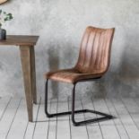 Edington Brown Chair A Retro Classic Styled Brown Faux Leather Chair With Decorative Stitching