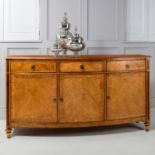 Spire Dining Large Sideboard Blonde European walnut with intricate inlays, antiqued hand wax