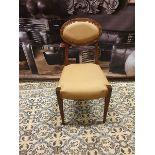 A Pair of Starbay Campaign Furniture Round Back Camel Leather And Walnut Dining Chairs Leek Design