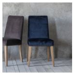Rex Dining Chair comes upholstered in super soft Atlantic velvet and is finished with brass stud