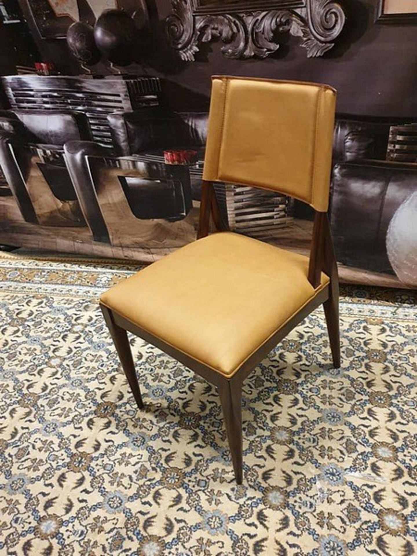 A Set Of Four Starbay Side Chair Camel Leather And Walnut Dining Chair Sleek Design Equally At - Image 2 of 2