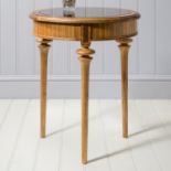 Spire Circular Table Blonde European walnut with intricate inlays, antiqued hand wax finish W500 x