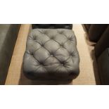 Tuft Footstool 100% Aniline Graphite Leather The Tuft Is A Classic Yet Comfortable Buttoned Stool,