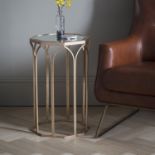 Canterbury Side Table A Unique Octagonal Side Table With Glass Bevelled Top In A Gold Finish 36 x 36
