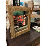 Accent Mirror Wood Distressed Frame - Clear Plate Mirror Glass a Simple yet Sophisticated Accent