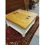 Country Style Square French Trunk Coffee Table Off White Painted This Square Coffee Table Also